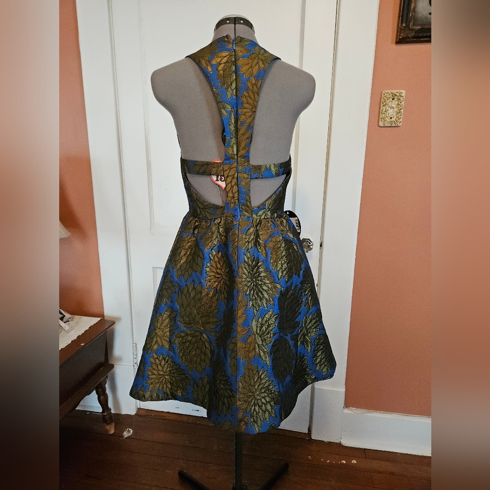 NWT Ark & Co Blue and Olive Quilted Mini Party Dress S - Picture 5 of 8